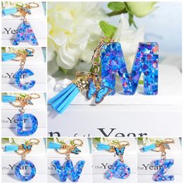 Keychains A To Z Resin Initial Letters Keychain 26 Initials Butterfly Tassel Pendant Keyring For Women Men Car Key Holder Gifts