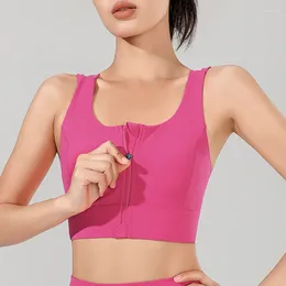Yoga Outfit Explosion-proof Front Zipper Sports Underwear Integrated Fixed Bra -proof High Strength Running Fitness Vest For Women