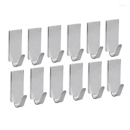 Hooks 12pcs Hook Rack Adhesive Stainless Steel Towel Robe Hanging Hats Bag Family Key Wall Hanger