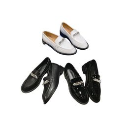 SW flat crystal loafers spring 2024 a pair of small leather shoes round-heeled thick leather shoes
