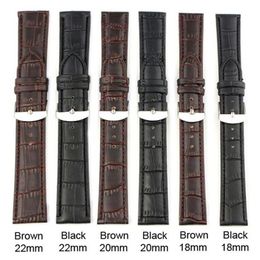 High Quality 18mm 20mm 22mm Genuine Leather Strap Steel Buckle Wrist Watch Band Black Brown Sweatband 276T