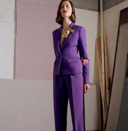 Purple Women039s Pant Suits 2 Pieces Mother039s Dress Slim Fit Ladies Office Evening Work Wear Tuxedos JacketPants2299021