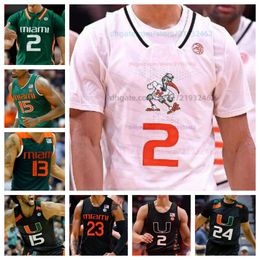 Custom Miami Hurricanes Basketball Jersey NCAA stitched jersey Any Name Number Men Women Youth Embroidered 0 Matthew Cleveland 10 Paul Djobet 5 Wooga Poplar