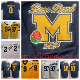 Michigan Wolverines #97 Aidan Hutchinson Football Jersey 9 J.J. Mccarthy 2 Blake Corum 7 Donovan Edwards 10 Tom Brady Yellow Navy White Jerseys Stitched