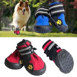 4PCSset Sport Dog Shoes For Large Dogs Pet Outdoor Rain Boots Non Slip Puppy Running Sneakers Waterpoof Accessories 240113
