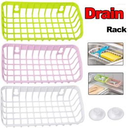 Kitchen Storage Drain Rack Suction Cup Dishwashing Sponge Holder Hanging Hollow Sink Shelf Home Bathroom Accessories Tools