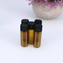 Storage Bottles Amber Glass Sample 5ml Essential Oil Vials With Lids For Oils Chemistry Chemicals Colognes