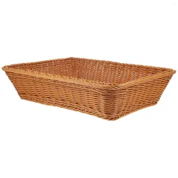 Plates Rattan Bread Basket Hamper Simulation Baskets For Gifts Manual Flat Wicker Fruit Garden Gathering Vegetables Snack Pp Berry