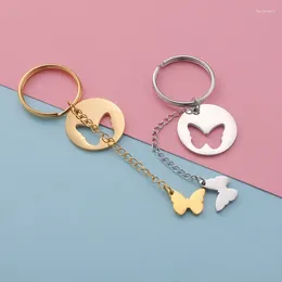 Keychains 3Pcs/Lot Stainless Steel Keyring Mirror Polish Hollow Butterfly Keychain Charm Handmade Key Chains Backpack Pendant
