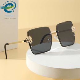 Metal Fashion Street Photo Flower 2022 Large Frame Anti UV Ocean Film Sunglasses