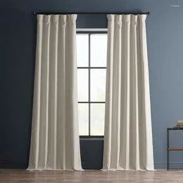 Curtain Faux Linen Room Darkening Curtains - 96 Inches Long Extra Wide Luxury For Bedroom & Living (1 Panel) Birch
