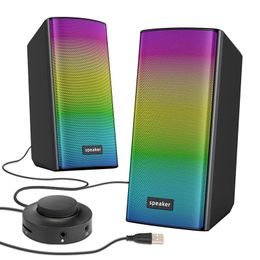 Speakers New Wireless Bluetooth Speaker with RGB Light Subwoofer Sound Box Mini Portable Speaker for PC Gamer/Computer/TV/Phone/Laptop