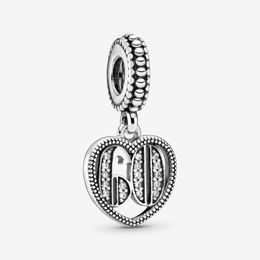 925 Sterling Silver 60th Celebration Heart Dangle Charms Fit Original European Charm Bracelet Fashion Women Wedding Jewelry Accessories