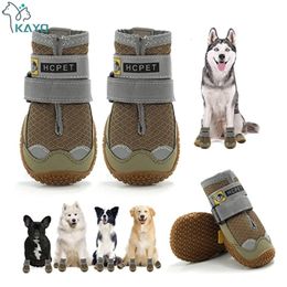 4pcsset Pet Dog Shoes Reflective Waterproof Boots Warm Snow Rain Pets Booties Antislip Socks Footwear For Medium Large y240113