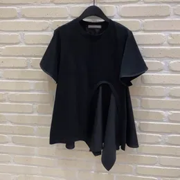 Women's Two Piece Pants Female Elegant Irregular Half Sleeves T-Shirt Black White Casual Shirt Tops Loose Bat Sleeve Trend Fashion Oversize