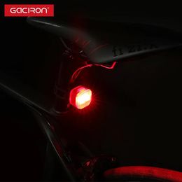 Lights GACIRON Bicycle Rear Light Waterproof Bike Taillight LED USB Rechargable Safety Back Light Warning Saddle Bike Night Riding Lamp