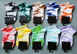Newest Tie Dye Short Printing Socks Streetstyle Printed Cotton Ankle Stocking for Men Women Low Cut Socks Basketball Skateboardin6705288
