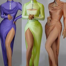 Stage Wear Sexy Cutout Wedding Gown Evening Dresses Women Gogo Costume Catwalk Festival Outfit 3 Colors Party Celebrate Dress