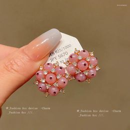 Dangle Earrings Exquisite Trendy Cubic Zirconia Jewellery Classic Charm Pink Resin Beaded Jewellery For Women Elegant Earring Romantic