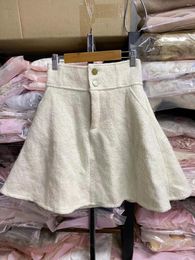 Skirts Japan Original Winter Thick Wool Copper Button Four Pockets Half