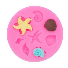 Marine Theme Silicone Mould Cake Decorating Tools DIY Sea Creatures Conch Starfish Shell Fondant Cake Candy Silicone Moulds Creative DIY Chocolate Mould 122226