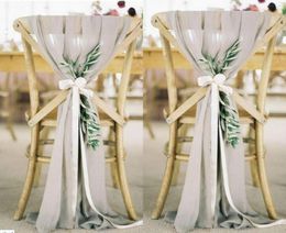 Real Image 30D Chiffon Chair Back Sashes formal Occasion Wedding Chair Sashes Party Chair Covers 9408279