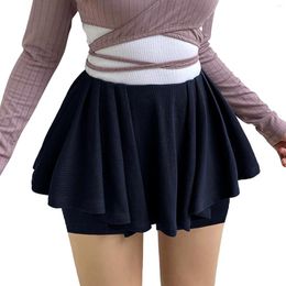 Skirts Women's Solid Colour Sports Casual Loose Pleated Skirt Without Waistband