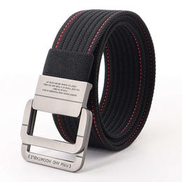 Customized Personalized Men's Nylon Belt Luxury Double Ring Metal Buckle Jeans Belt Tactical Suspender Fabric Belt
