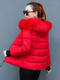 Women's Trench Coats Winter Jacket 2024 Korean Women Parka Big Fur Collar Hooded Thick Warm Female Coat Casual Outwear Down Cotton Parkas