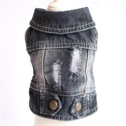 Black Denim Dog Jacket Double Hole Design Vintage Jean For Small Medium Dogs Bulldog Terrier Beagle Coat Pet Apparel 240113