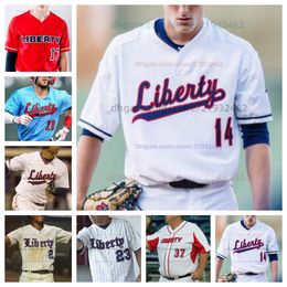 Custom Liberty Flames Baseball jersey all stitched Mens Women jerseys 18 Camden Troyer 19 Joseph Waters 20 Graham Edwards 22 Nathan Keeter 55 Todd Hudson