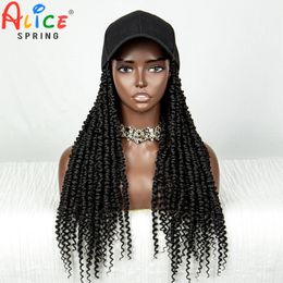 Black Baseball Hat with 20 Inches Synthetic Braided Hair s Connect Adjustable Brown Braiding 240113