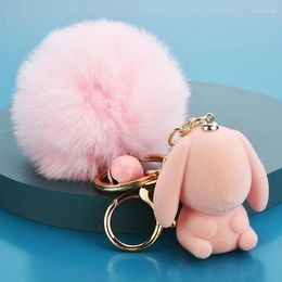 Keychains Keychain Fluffy Fur Ball Pom Women Pompon Key Chain Bag Car Trinket Jewellery Wedding Party Gift