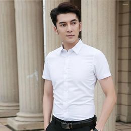 Men's Dress Shirts Designer Male Shirt Plus Size Polyester Regular Sleeve Business Button Casual 2024 Brand