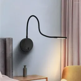 Wall Lamps LED Reading Lamp USB Light Mounted Bedroom Flexible Port Home El Loft Bedside Night Book Modern White