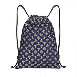 Shopping Bags Custom Chic Fleur De Lis Drawstring Bag Men Women Lightweight Fleur-de-lis Lily Flower Sports Gym Storage Backpack