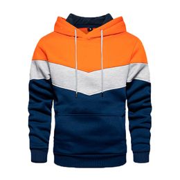 Autumn and Winter Blue Street Casual Sports Hoodie with Loose Side Seam Pockets and Colour Blocking Youth Hoodie