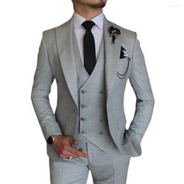 Men's Suits 3 Piece Wedding Dress Slim Fit Lapel Tuxedos Party Leisure Formal Male Suit For Groomsman (Blazer Vest Pants)