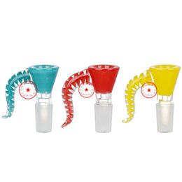 Smoking Colourful Wig Wag Ox Horn Handle Style Thick Glass 14MM 18MM Male Joint Herb Tobacco Glass Philtre Bowl Oil Rigs Waterpipe Bong DownStem Bubbler Holder DHL