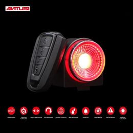 Lights ANTUSI A8 Automatic Brake Taillight Remote Bicycle Rear Light Wireless Bell Road Bike Antitheft Alarm Loc MTB Lamp