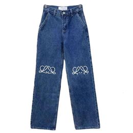 Loewew Jeans Women Jeans Designer Pants Letter Embroidered Graphic Denim Trousers Loose Lowewes Jeans Luxury Fashion Solid Color Denim Pants