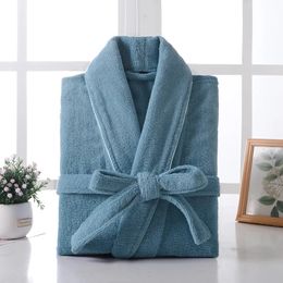 100% Cotton Long Thick Absorbent Terry Bath Robe Kimono Men LightWeight Waffle Towel Bathrobe Sleepwear Women Dressing Gown 240113