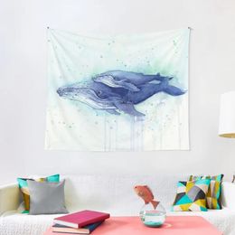 Tapestries Humpback Whale Mom And Baby Painting Tapestry Wallpapers Home Decor Decoration Bedroom Decorative Wall Murals