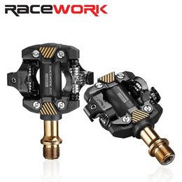 RACEWORK MTB Pedal SelfLocking SPD Pedals Mountain Bike Cleats Bearing Footrest Bicycele Parts 240113