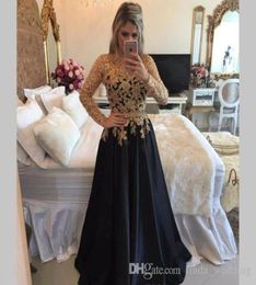 2019 Mother of the Bride Dresses Black Gold Lace Long Sleeves Formal Godmother Evening Wedding Party Guests Gown Plus Size Custom 6195809
