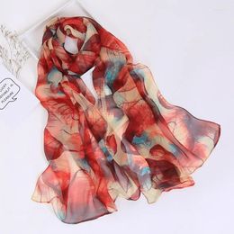 Scarves Women Foulard Colorful Scarf Geometric Tree Leaf Chiffon Shawl Bandana Summer Beach Feeling Travel Sun Protection