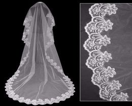 Setwell Cheap WhiteIvory Cathedral Length Lace Edge One Layer Long Wedding Veil Without Comb Wedding Accessory3413855