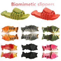 Fashion Beach Sandals for Women Men Flat Summer Shoes Ladies Soft Lobster Slides 15cm-28cm Famliy Slippers Womens Animal Sandals size 24-47