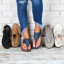 European and Summer Sandals American Herringbone Toe Sandalias Pu Leather Wedges Heel Thick Soled Women s Flip Flop Plus Size Salia Plu