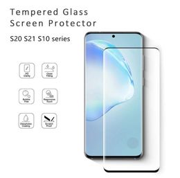 Screen Protector For Samsung S22 S21 Ultra S20 Plus Finger Print 9H Hardness Edge Curved Full Cover Bubble Case Friendly Temp1964133